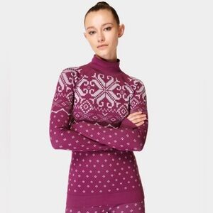 Sweaty Betty  Ski Fair Isle Base Layer Sweater Top NEW Size XL $118